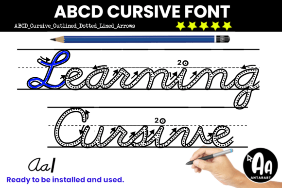 Abcd Cursive Outline Dotted Arrows Lined: A Design Resource