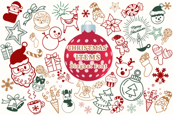 Festive Christmas Items Dingbats for Holiday Design